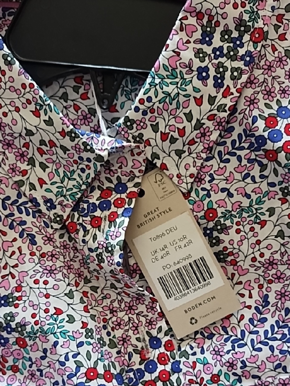 Boden Floral Button down Blouse NWT! - Picture 4 of 6